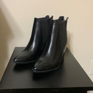 Soda snakeskin ankle booties